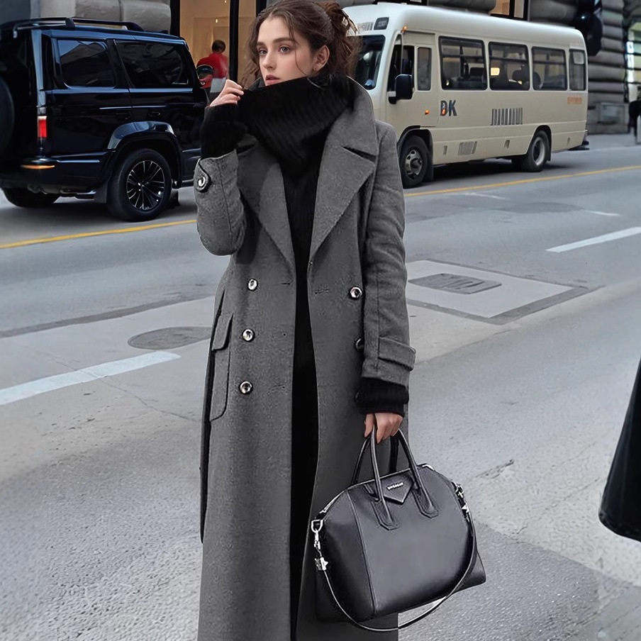 Wool Coat Peacoat - Autumn and Winter Temperament Commuter Suit