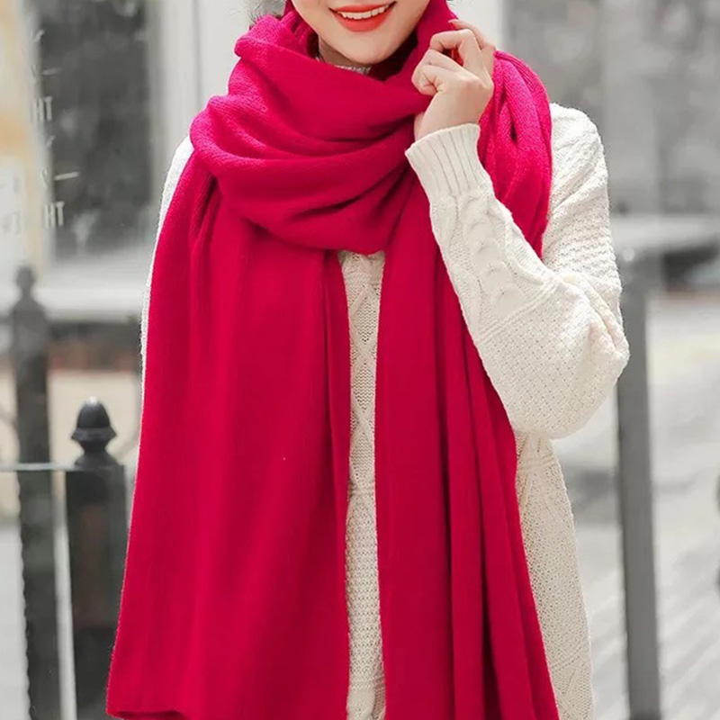 Wool Scarf Men - Solid Color Imitation Cashmere Knitted Yarn
