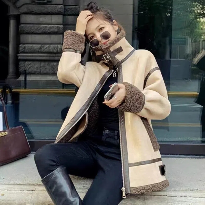 Wool Coat Peacoat - Lamb Fur Coat Female New Fall/Winter