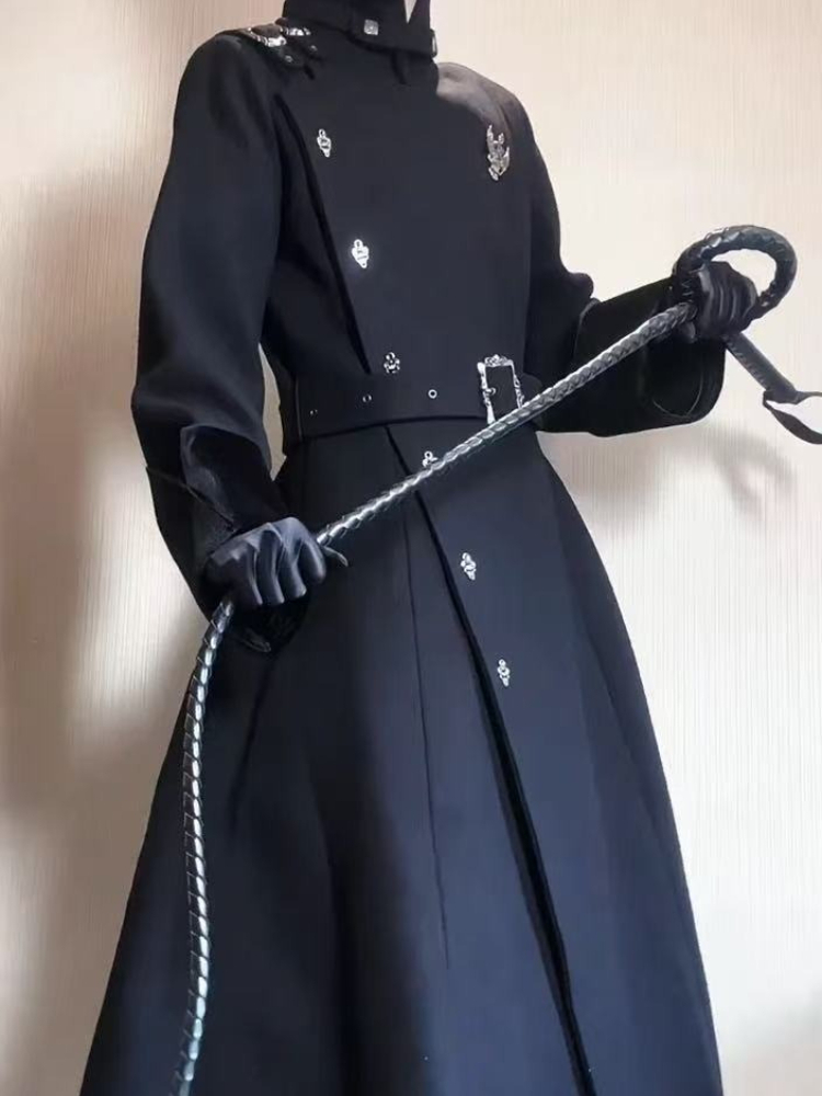 2025 Winter Gothic Belted Slim - Wool Coat Peacoat 评论和价格