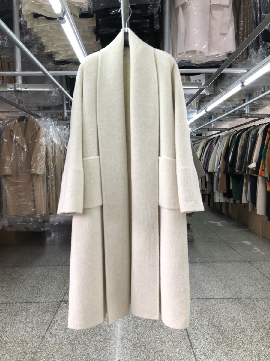 Big Collar Bathrobe Style Doub - Wool Coat Peacoat 评论和价格