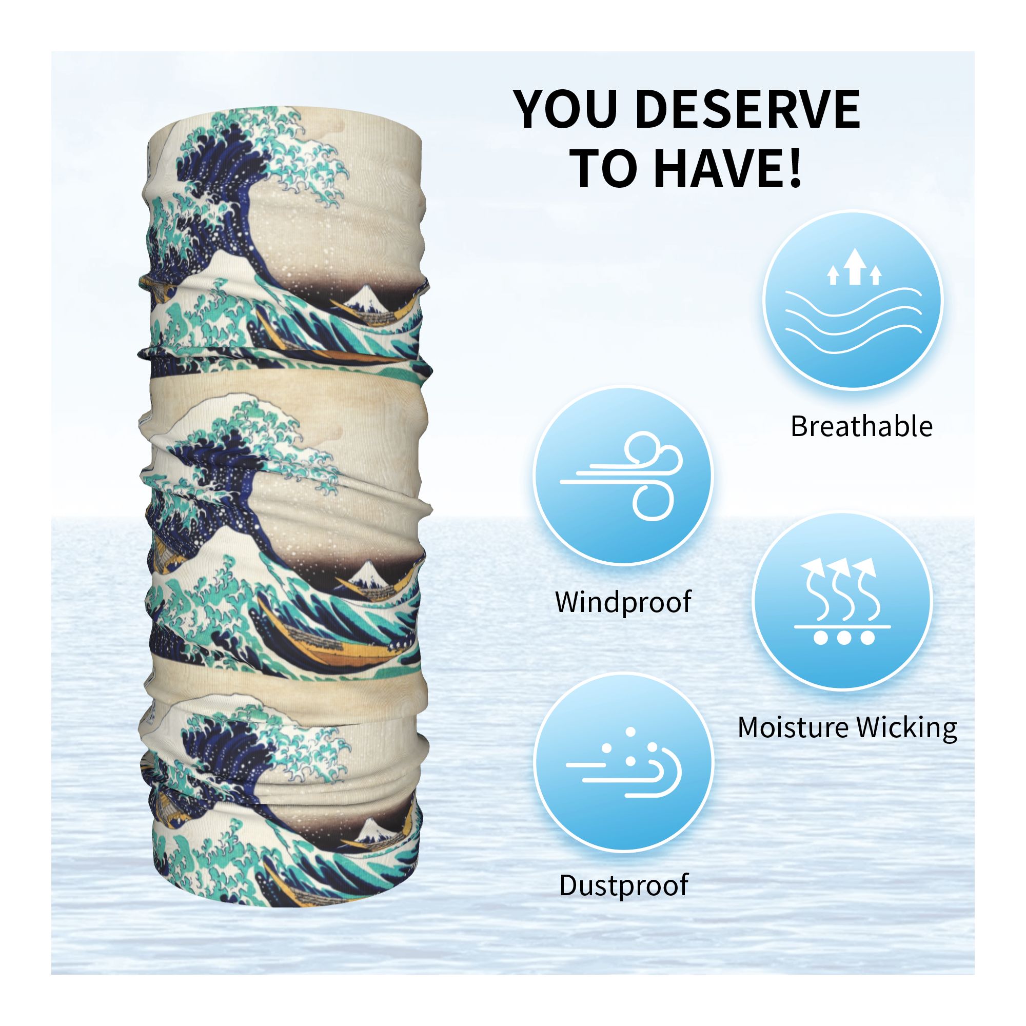 The Great Wave off Kanagawa Wi - Neck Gaiter Fleece 评论和价格