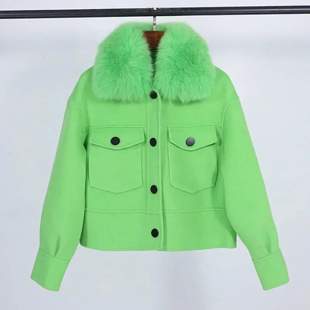 Wool Women Fur Coat New Autumn - Wool Coat Peacoat 评论和价格