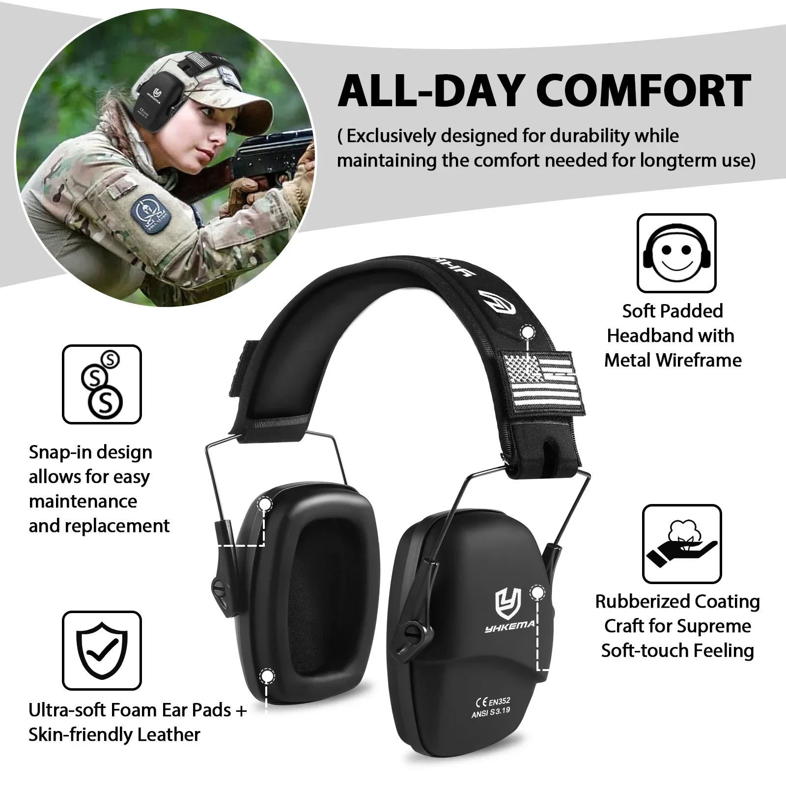 YHKEMA Safety Earmuffs for Sho - Earmuffs Foldable 评论和价格