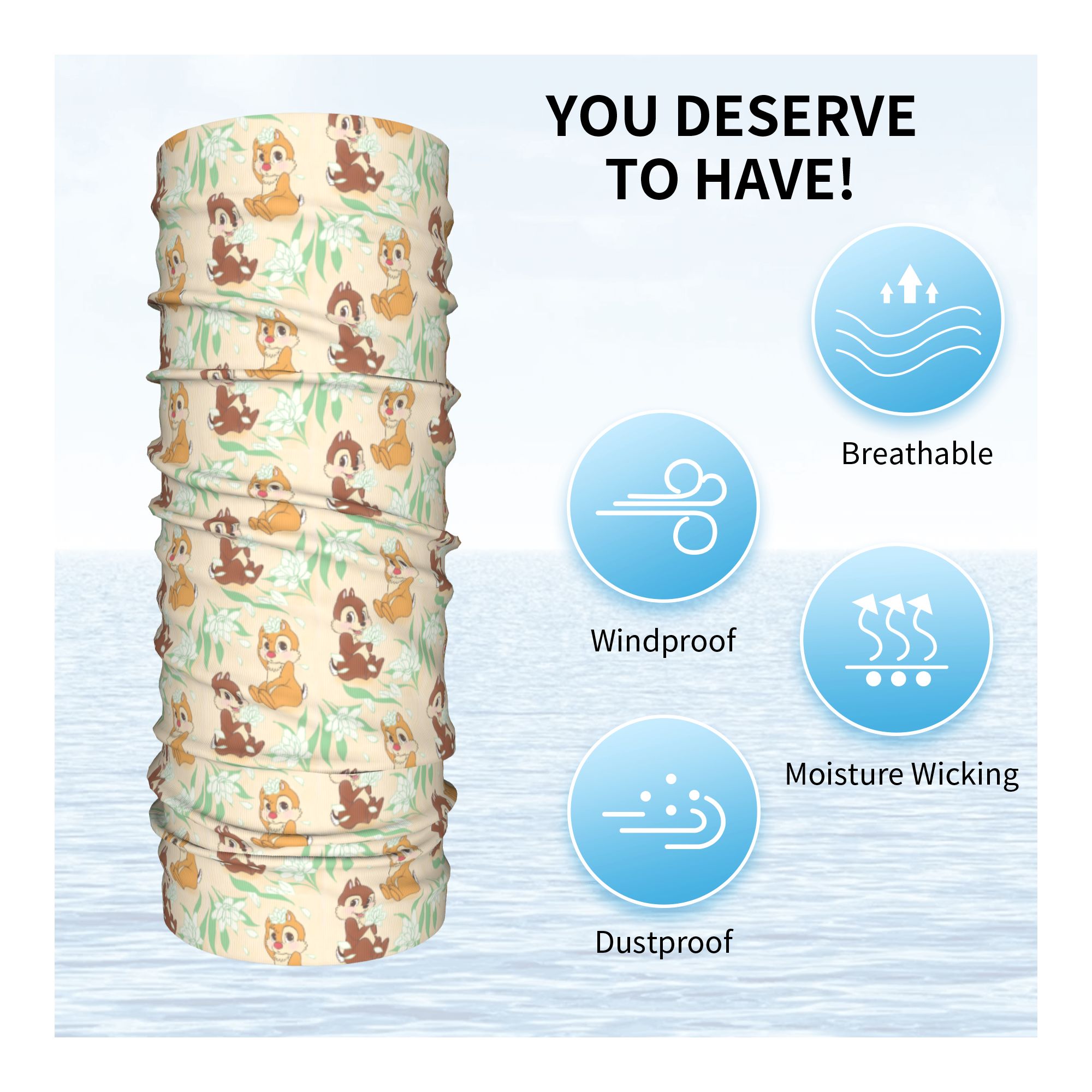 Custom Cute C-Chip And D-Dale  - Neck Gaiter Fleece 评论和价格
