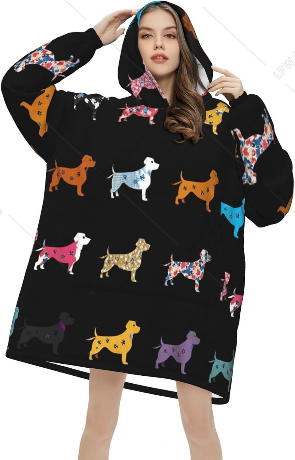 Funny Dachshund Dog Wearable B - Sherpa Hoodie Fleece 评论和价格