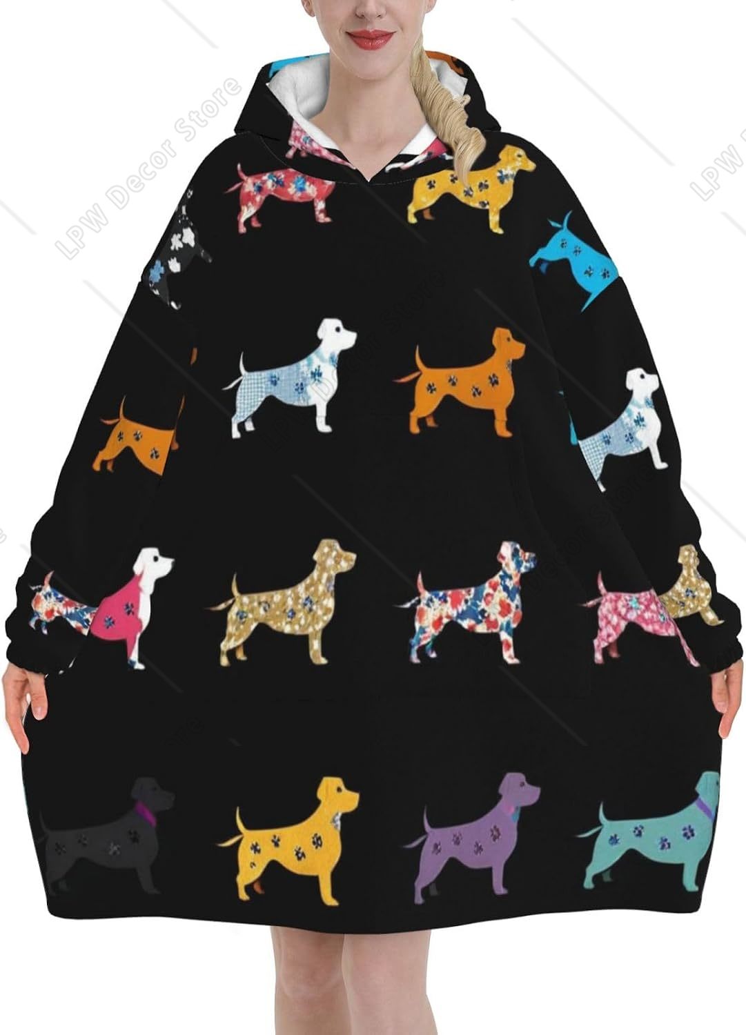 Funny Dachshund Dog Wearable B - Sherpa Hoodie Fleece 评论和价格