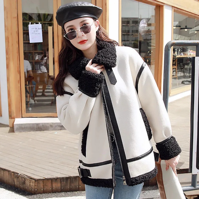 Lamb Fur Coat Female New Fall/ - Wool Coat Peacoat 评论和价格