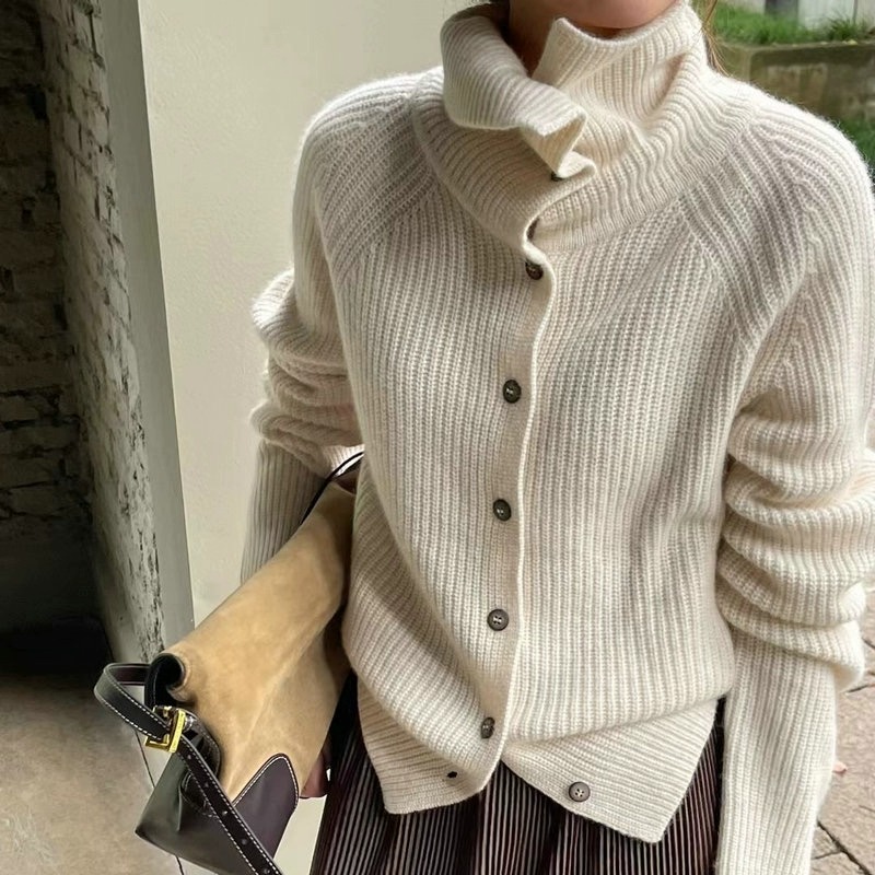 Turtleneck Cardigan Ladies 100 - Wool Coat Peacoat 评论和价格