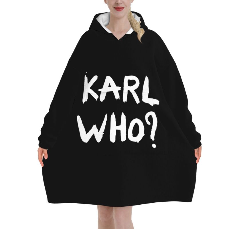 Karl Who Slogan Black Wearable - Sherpa Hoodie Fleece 评论和价格