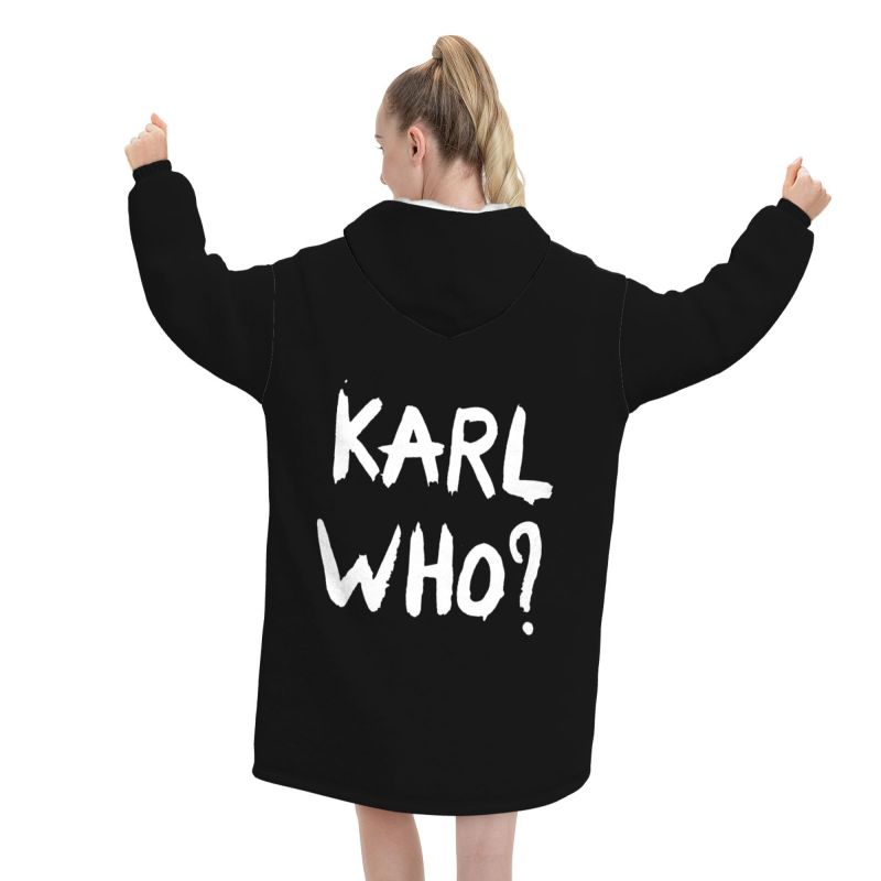 Karl Who Slogan Black Wearable - Sherpa Hoodie Fleece 评论和价格