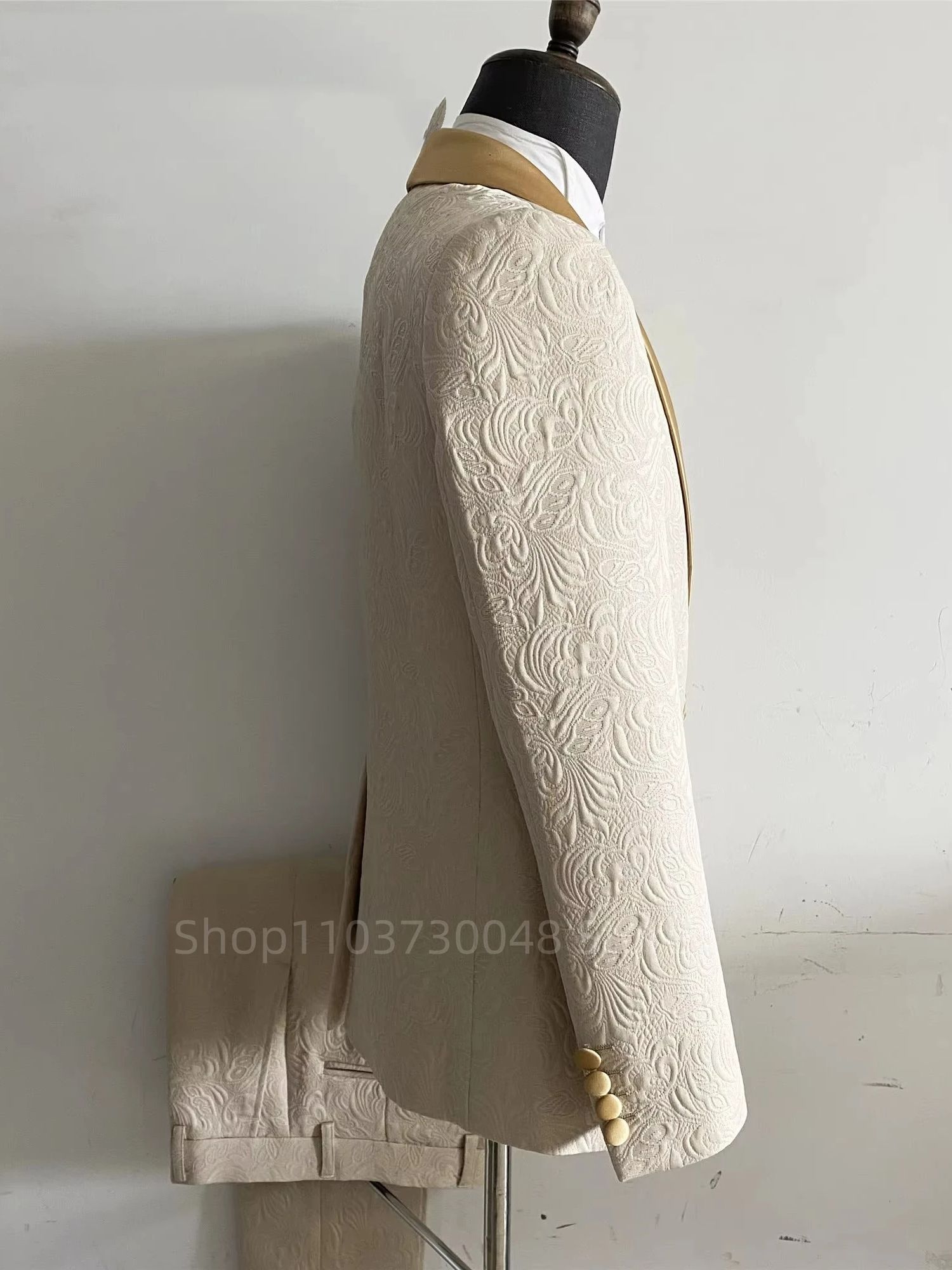 2 Piece Champagne Jacquard Men - Wool Scarf Men 评论和价格